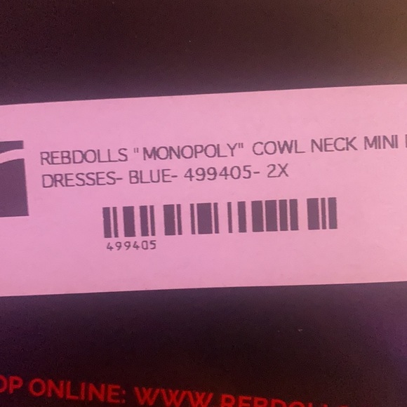 Rebdolls “Monopoly” Cowl Neck Mini Dress - Blue - Picture 7 of 7